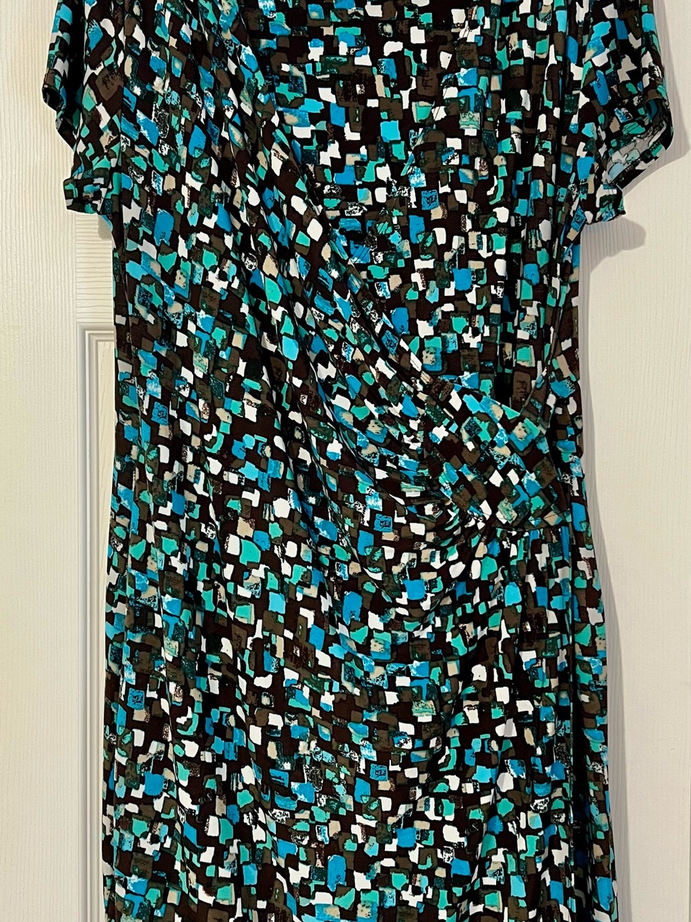 Women's Teal & Black Printed Wrap-Style Dress size 14p